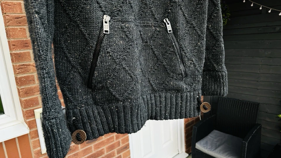 SUPERDRY MEN KNIT MOUNTAIN HOODIE FLEECEWNTER WARM CARDIGAN XXL 2XL - Image 4 of 4