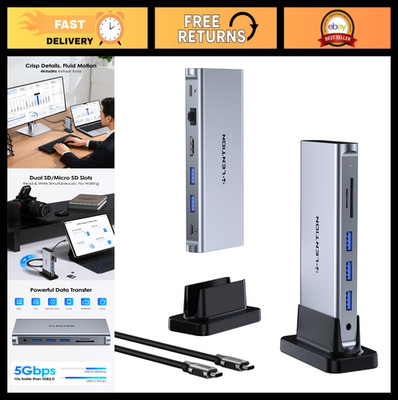 11-in-1 USB C Docking Station, 4K HDMI, 100W PD, Ethernet, USB 3.0, SD/TF, Verti