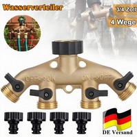 3/4\ Wasserverteiler 4 Wege Messing Gartenschlauch Wasserhahn Verteiler Ventil"