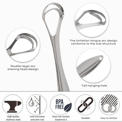 3 , 1 PCS Metal Tongue Scraper, Tongue Scrapers for Adults Kids, Stainless Steel