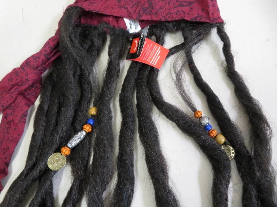 Smiffys Pirata Bandana con Trenzas Disfraz de Halloween Pirata Pelo Marrón Bufanda Foto 4 de 4