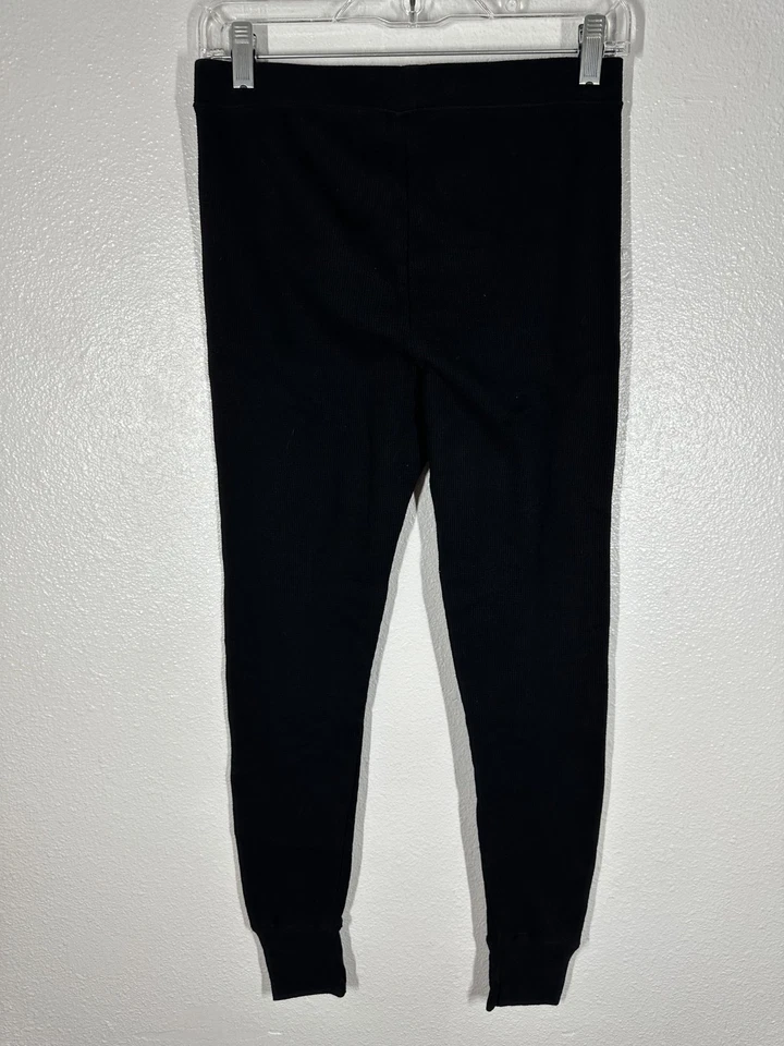 Pantalones térmicos Old Navy para hombre medianos negros tejidos gofre botón mosca capa base Foto 2 de 4
