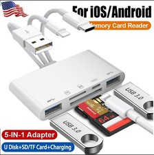 5 in 1 Memory Card Reader USB 3.0 OTG Adapter SD Card Reader For iPhone/iPad LOT