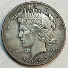 1934 Peace Dollar, Fine Circulated Coin, Store #DR0960