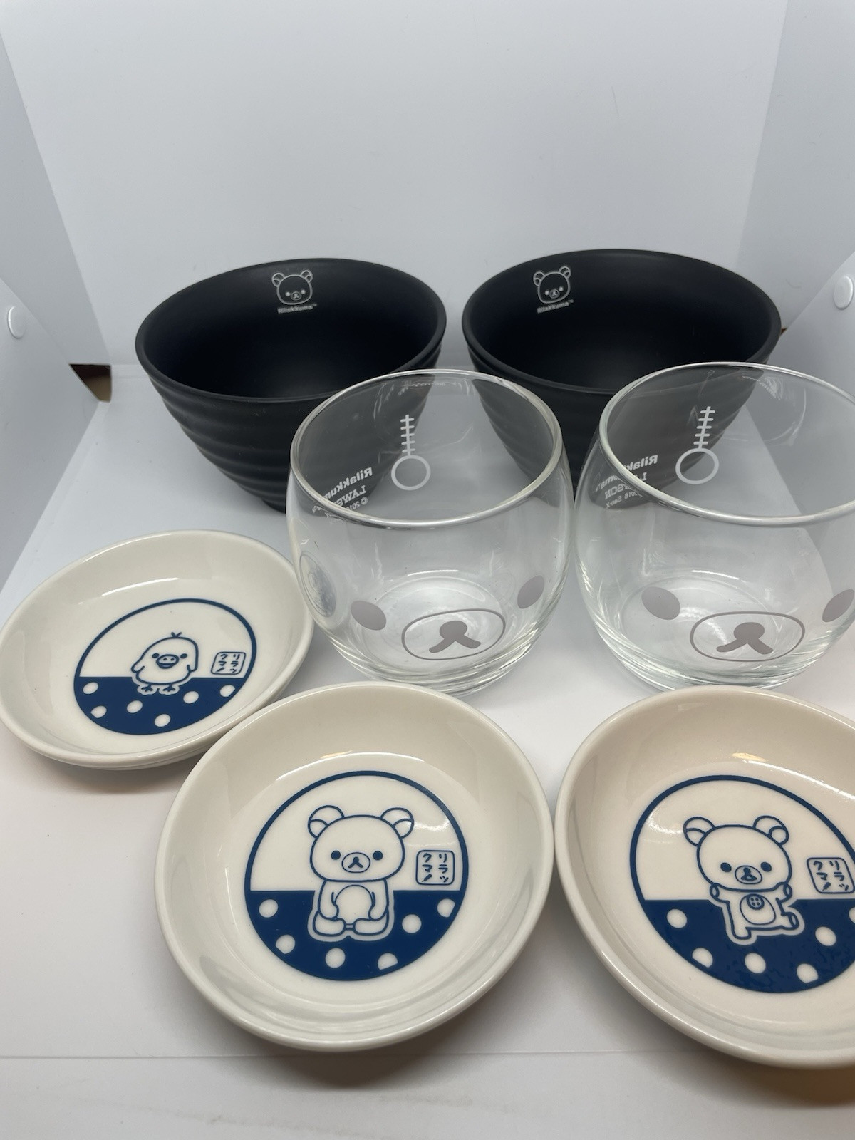 Rilakkuma Limited Pair Rice Bowls Latte Glasses 3 Small Plates Set
