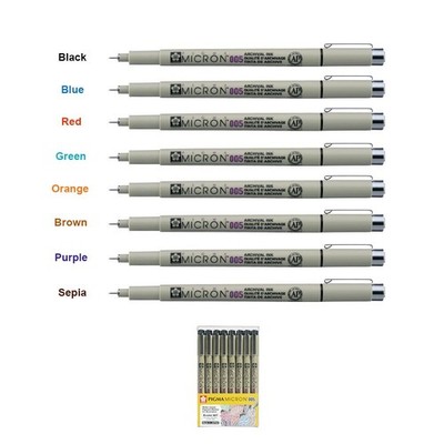 SAKURA Pigma Micron 005 8-Color Set   0.2mm Archival Ink Drawing Pens Japan Made
