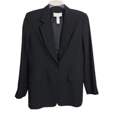 4922 Liz Claiborne Classic Fit Black Single Button Career Office Biz Blazer 10