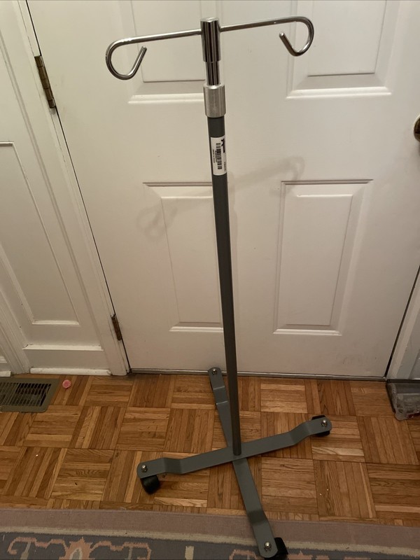 ProBasics Rolling 2-Hook 4-Leg Chrome Plated IV Stand Pole Wheeled I V Pole