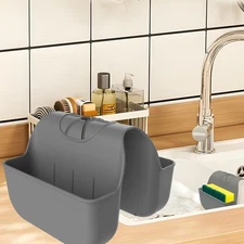 Silicone Sponge Holder For Kitchen Sink Saddle Caddy Over Faucet Organizer