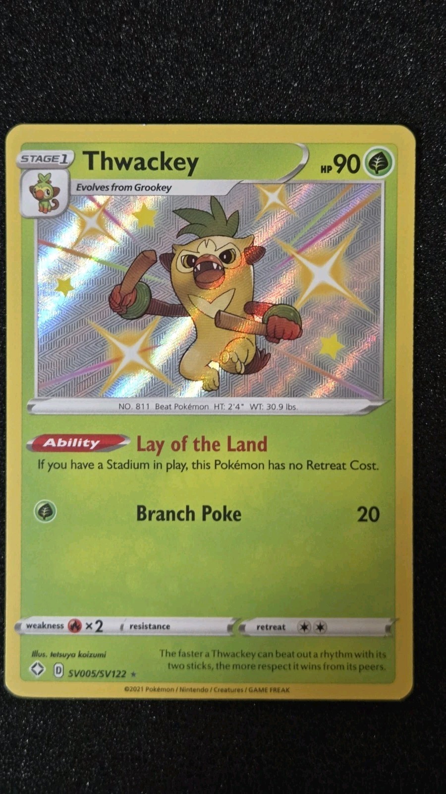 Pokemon TCG Shining Fates #SV005/SV122 Thwackey NM