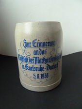 BIER KRUG ERINNERUNG RICHTFEST MARKGRAFEN KASERNE  KARLSRUHE DURLACH 5.8. 1938