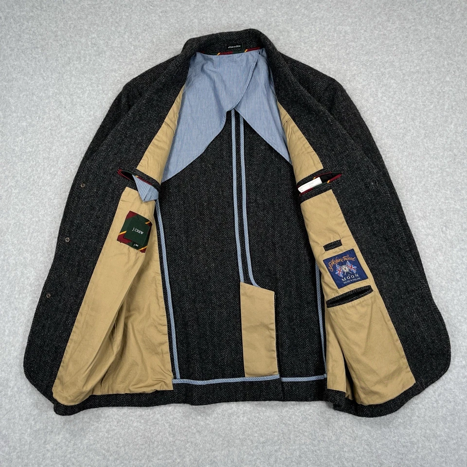 Blazer J Crew Yorkshire Tweed Moon Talla 38S Inglaterra Lana Espiga Abrigo Deportivo Foto 4 de 4