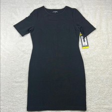Mario Serrani Women's Black Knit Shift Dress Short Sleeve NWT Size Small