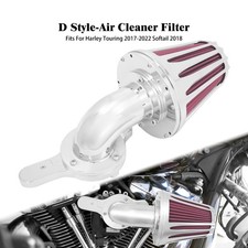 Cone Chrome Air Cleaner Filter Red Intake For Harley Touring 17-25 Softail 18-25