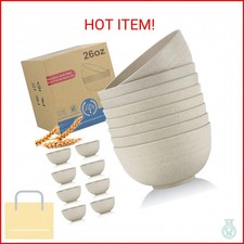 Wheat Straw Bowl Sets,8 PCS Unbreakable Cereal Bowls 26 OZ,Microwave and Dishwas