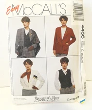 Vintage Pattern McCalls Jacket Vest 1980s DIY Sew #4466 Sizes 10, 12, 14 Uncut