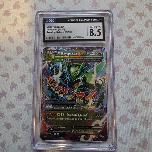 Pokémon M Rayquaza EX Mega Ultra Rare Holo 61/108 Roaring Skies CGC 8.5
