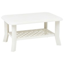 Garden Coffee Table Plastic Table W/ Storage Shelf 90x60x46cm Outdoor Furniture