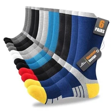 6 Pairs Men's Cotton Crew Work Boot Socks, Moisture Cushioned 9-12 Multicolor