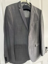 NEXT Men’s Grey Slim Fit Suit Jacket 40S Single-Breasted Notch Lapel