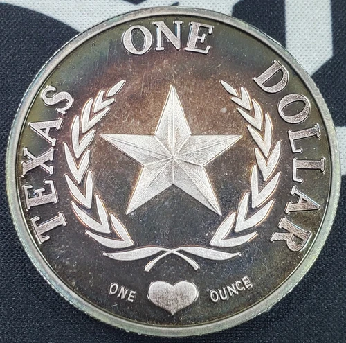 *TONING* 2000 AD Texas One Dollar - 1 oz .999 Fine Silver