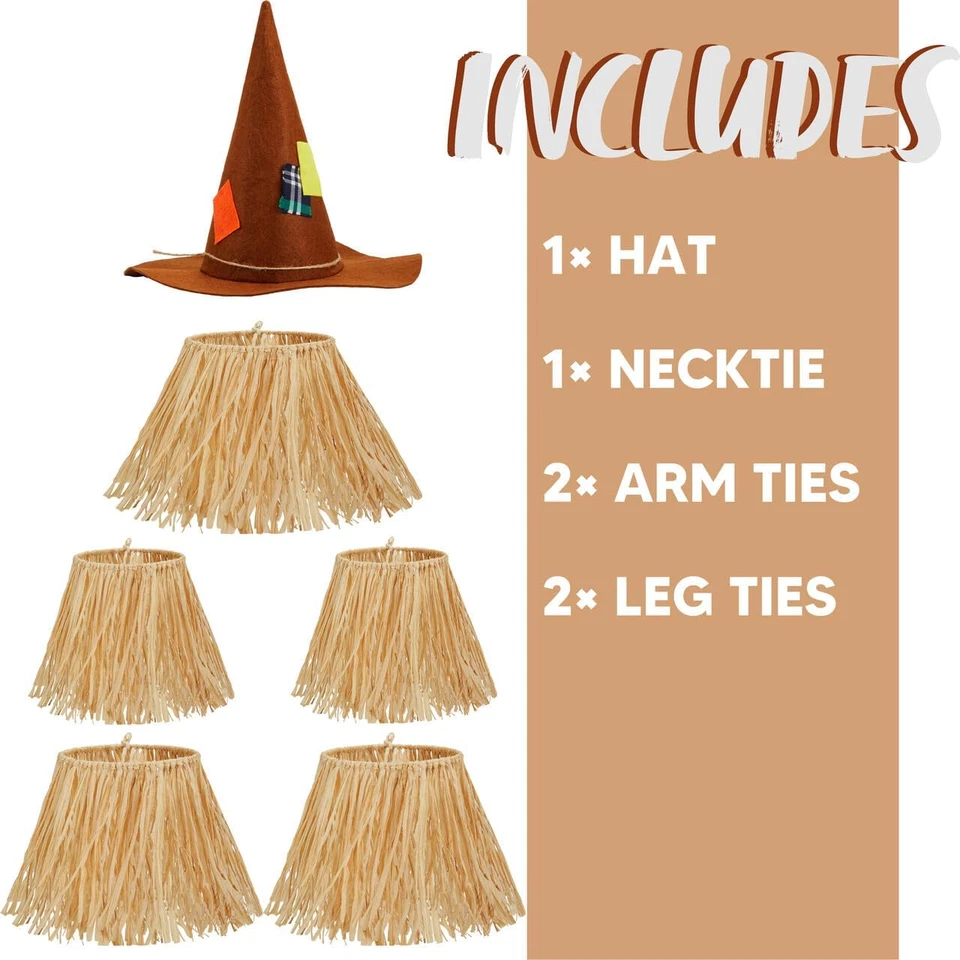 Conjunto de Disfraz de Espantapájaros con Sombrero de Paja y Falda para Niños, Mujeres y Hombres Foto 2 de 4