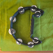 Black Hand Tambourine w/ Metal Jingles, Plastic Metal, Analog