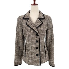 Nina Mclemore Tweed Boucle 4 Button Blazer Size 0