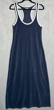 Faherty Dress Womens S Cabana Towel Terry Racerback Maxi Navy Blue Pool Vacation