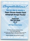 2025 Topps Chrome Jaxson Dart Rookie PREM1ERE Patch Autographs (RAW)
