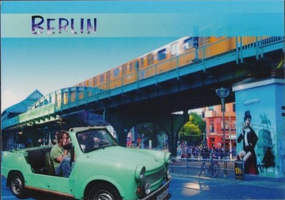 New Postcard from Berlin with Car Trabant + Subway Schönhauser Allee, 2024