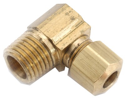 Instalación de tuberías, codo, 90 grados, latón sin plomo, compresión 1/4 x 1/4 pulg. MPT -750069 - Imagen 1 de 1