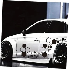 52 PCS Honeycomb Decals Vinyl Hexagonal Graphics Sticker Car Body Side Black