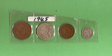 #C27. AUSTRALIAN PREDECIMAL COINS FOR 1945, HALFPENNY to FLORIN, ALL 4 ISSUED