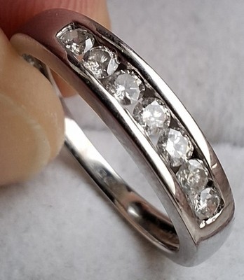Trauring 9 kt Weißgold Diamant Ewigkeit Größe M gepunzt