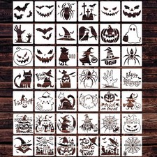 BAISDY 42Pcs Small Halloween Stencils 3in Reusable D, white