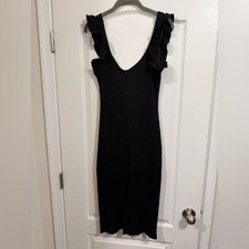 Zara Black Ruffle Sleeve Midi Dress