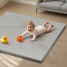 Sofoliana Vegan Leather Baby Play Mat, 127X127Cm Thicken Foam Cushioned & Waterp