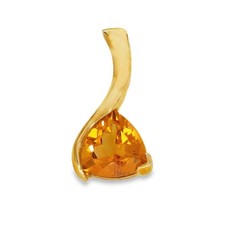 9ct Yellow Gold Trillion Citrine Pendant - 12x23x6mm - 2.8g