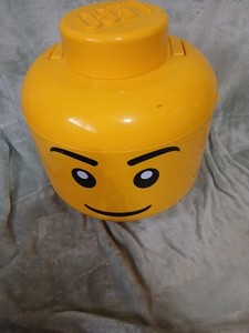 LEGO Large Yellow Minifigure Head Storage Container Tray w/ Handle Boy Face 2010