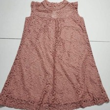 Heartsoul Womens Mini Shift Dress Pink Floral Lace Stretch Keyhole Sleeveless L