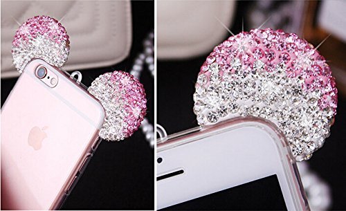 iPhone 7+/ 8+ PLUS - Pink Diamond Rhinestone Mouse Ears Rubber Case Cover - Picture 4 of 6