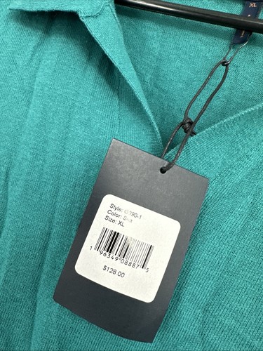 Good Man Brand NWT Knit Polo Shirt Sz XL Sea Green Cotton Linen $128 - Picture 2 of 3