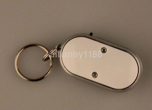 LED Anti-Lost Key Finder Locator Keychain Whistle Sound Control Keyring White - Picture 2 of 9