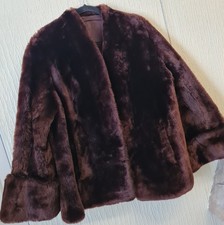 Brown Fur Padded Jacket With Bell Sleeves For Women Size Large Express Shipping
