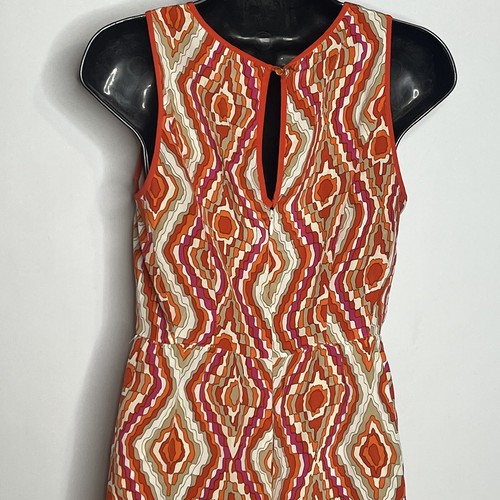 Shoshanna Dress Womens 2 Silk Orange Geometric Key Hole Back Party Casual - Picture 6 of 10