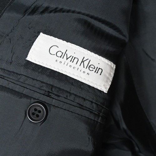 Vtg Calvin Klein 44L 40x32 Stripe Wool Italy Double Breasted Jacket Pants Suit - Picture 4 of 12