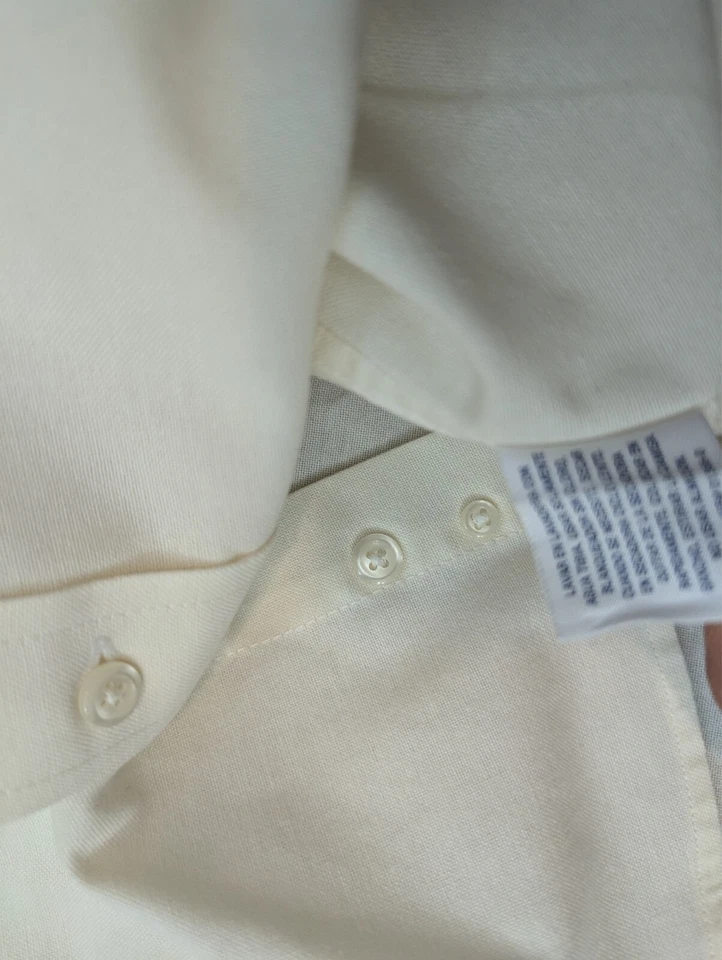 Camisa De Colección Stafford Abotonada Para Hombres 16 Sin Arrugas Marfil Manga Corta Informal Foto 4 de 4