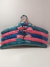 Vintage Neiman Marcus Blue Pink Green Satin Padded Hangers Set of 5 Read Discrip