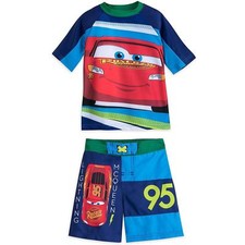 Disney Store Cars Lightning McQueen Rash Guard And Swim Trunks Set Boy Size 5/6